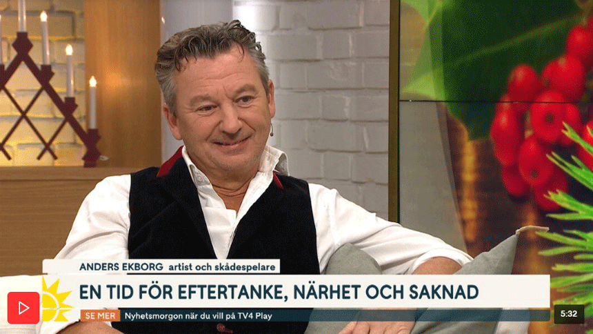 Anders Ekborg intervjuas i Nyhetsmorgons studio. Skärmklipp från TV4.